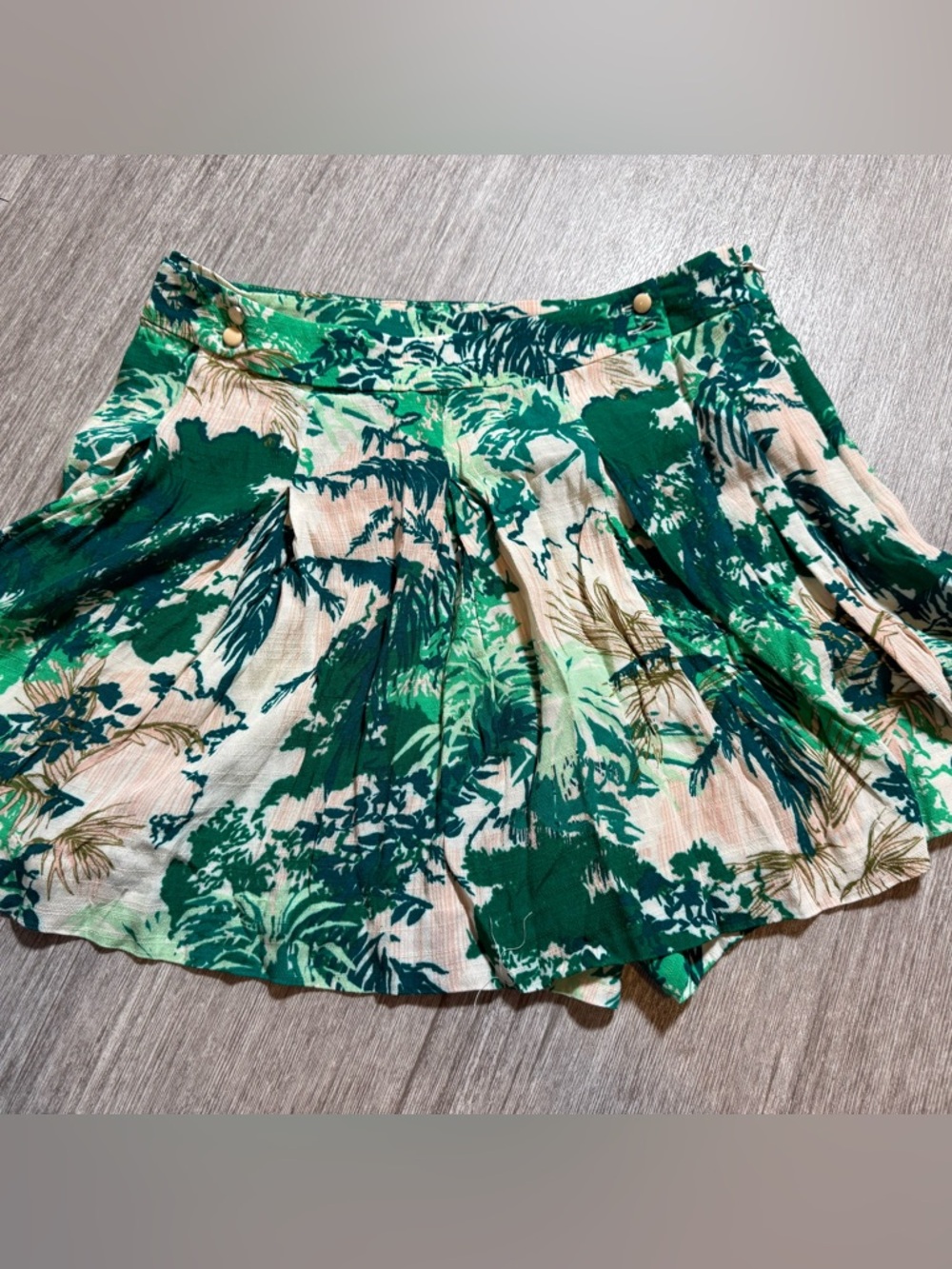 Anthro‎ Elevenses Tropical Print Skort Flowy Pleated Mini Resort Vacation 4